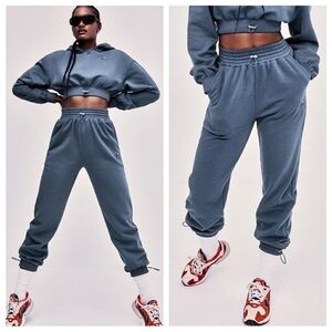 For Love And Lemons Josie Blue Fleece Sweatpants Size XS